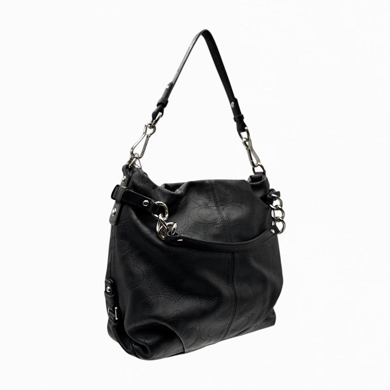 COACH LEATHER MONOGRAM HAND BAG